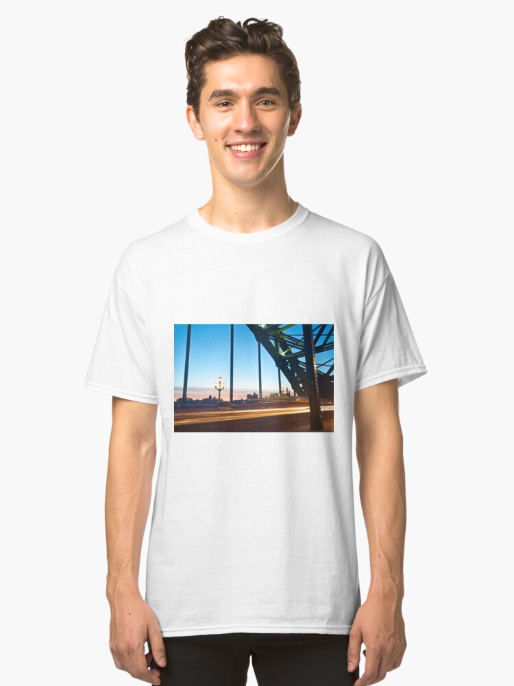 Alternate view of Tyne Bridge Light Trails, Newcastle Classic T-Shirt