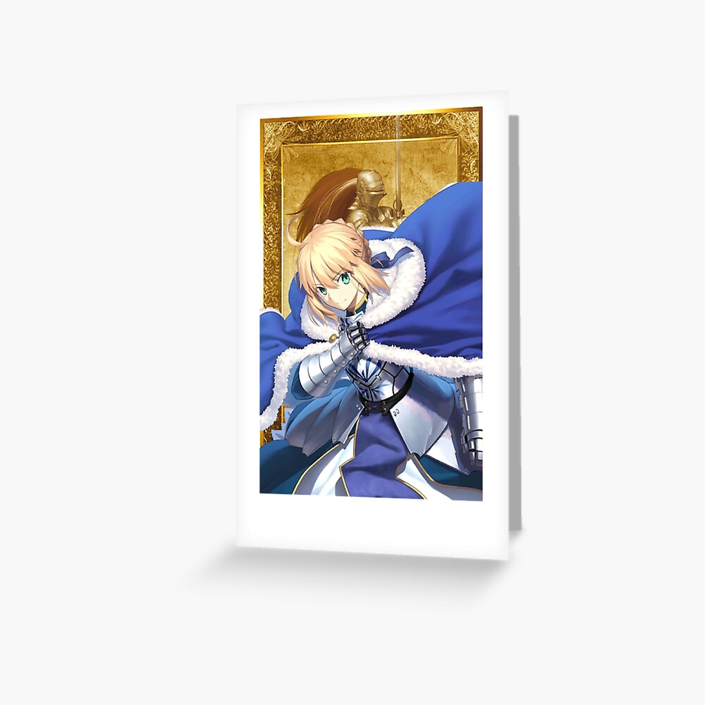 Fate Grand Order Fgo Artoria Pendragonking Arthur Saber Gold Back Greeting Card For 1201