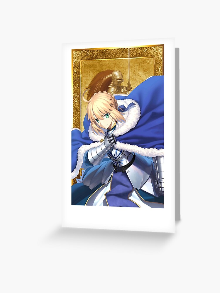 Fate Grand Order Fgo Artoria Pendragon King Arthur Saber Gold Back Greeting Card By Wabobabo Redbubble