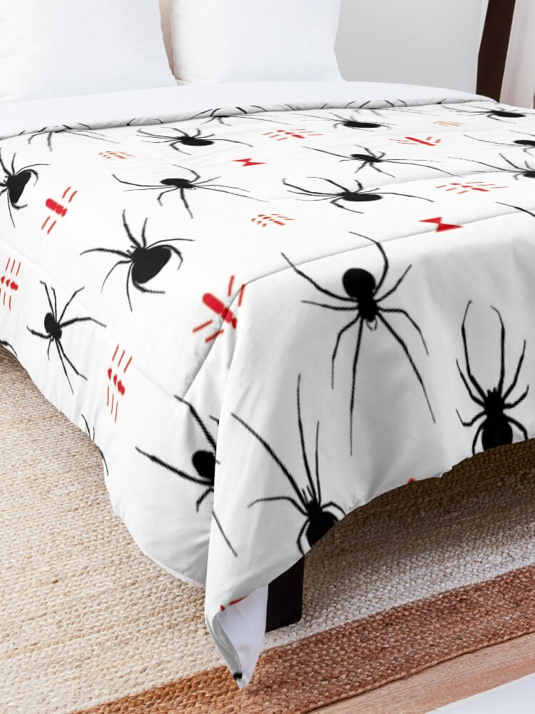 Alternate view of Latrodectus Black Widow spider pattern Comforter