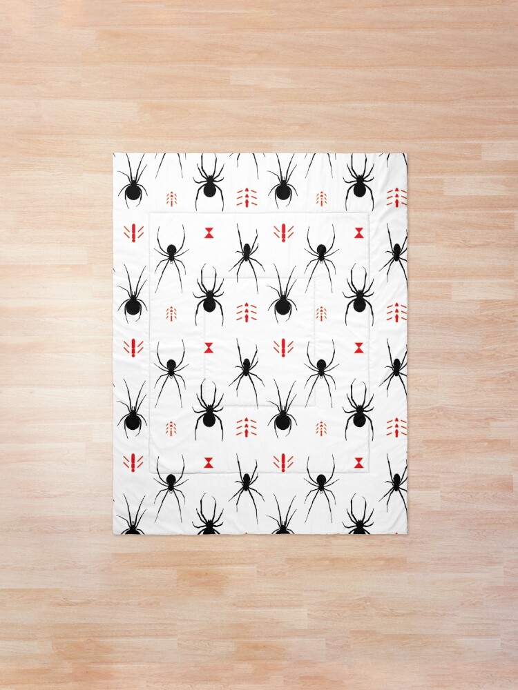 Alternate view of Latrodectus Black Widow spider pattern Comforter