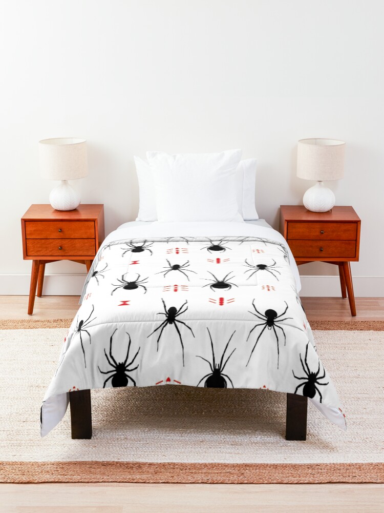Alternate view of Latrodectus Black Widow spider pattern Comforter