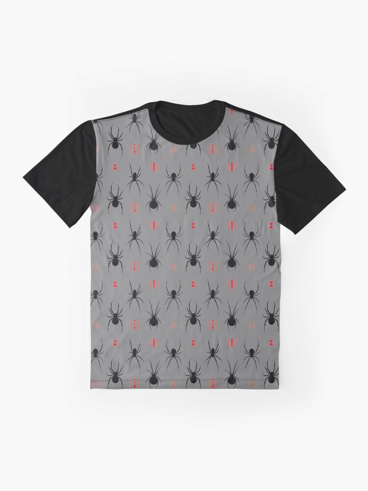 Alternate view of Latrodectus Black Widow spider pattern Graphic T-Shirt