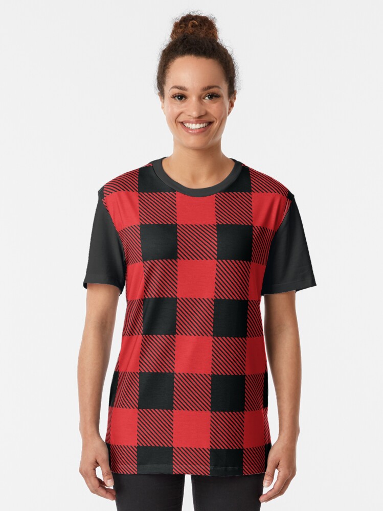 red and black check t shirt