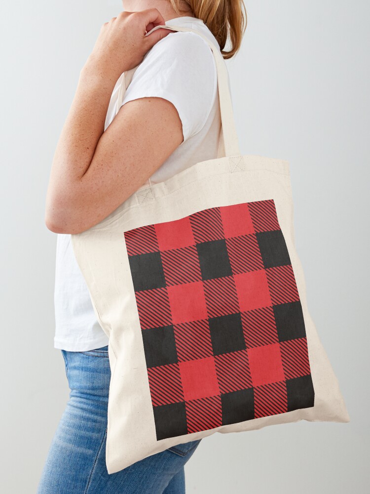 buffalo plaid tote bag