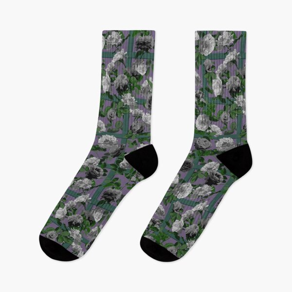 Item preview, Rose Vines on Lattice Pattern - Violet Grey Black designed and sold by WickedRefined - Nicole Demereckis.