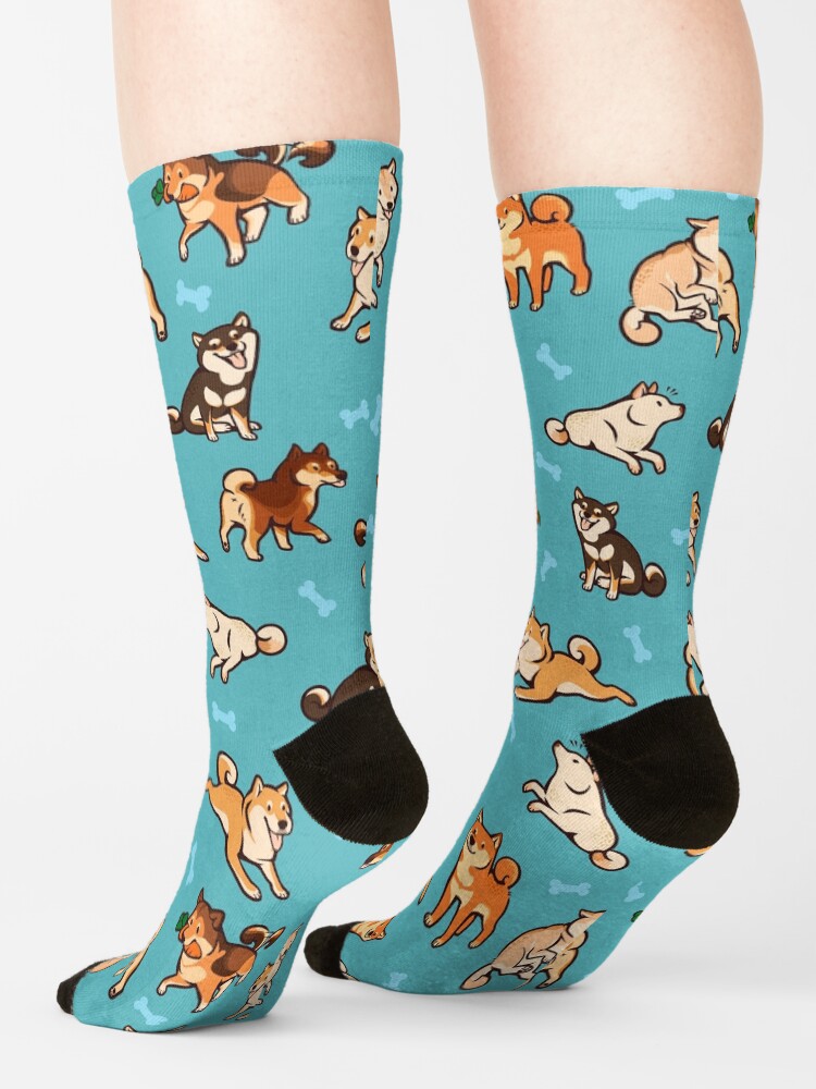 Alternate view of shibes in blue Socks