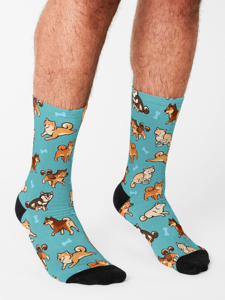 Alternate view of shibes in blue Socks