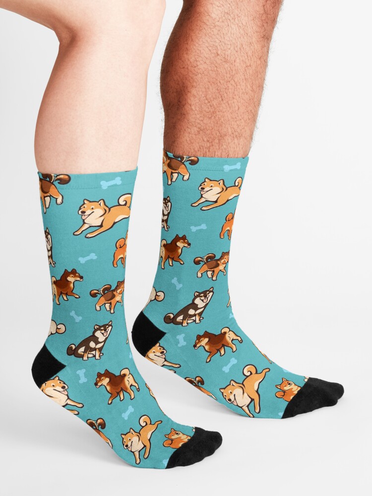 Alternate view of shibes in blue Socks