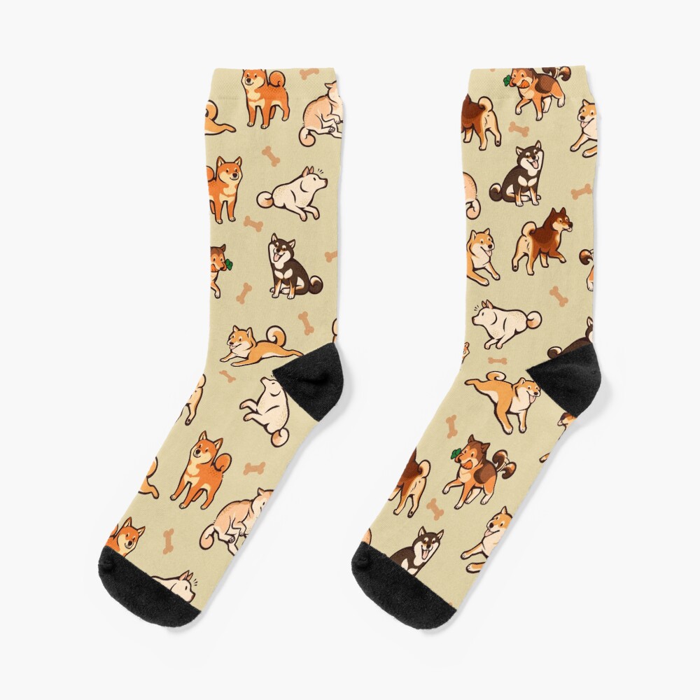 shibes in cream Socks