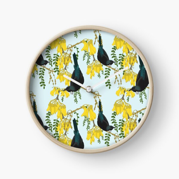 Tuis in the Kowhai Flowers Clock