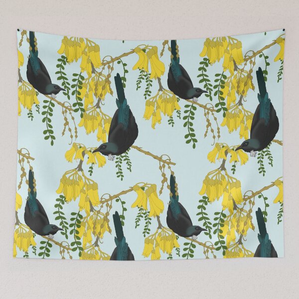 Item preview, Tuis in the Kowhai Flowers designed and sold by SquibbleDesign.