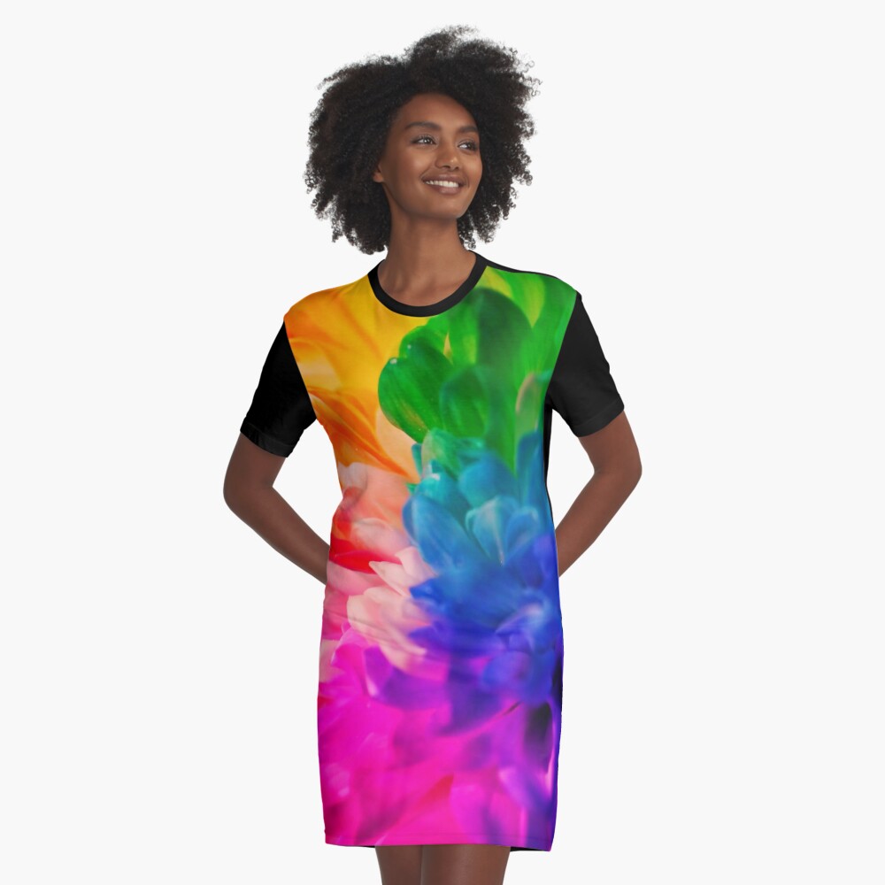 Rainbow Flower #2 Graphic T-Shirt Dress