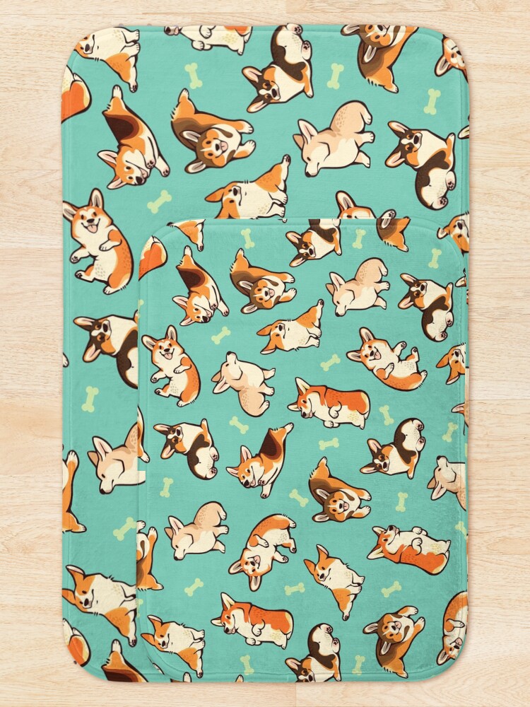 Alternate view of Jolly corgis in green Bath Mat
