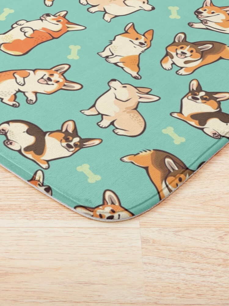 Alternate view of Jolly corgis in green Bath Mat