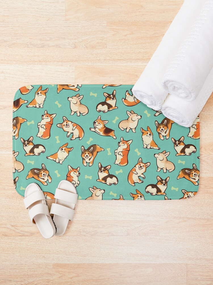 Alternate view of Jolly corgis in green Bath Mat