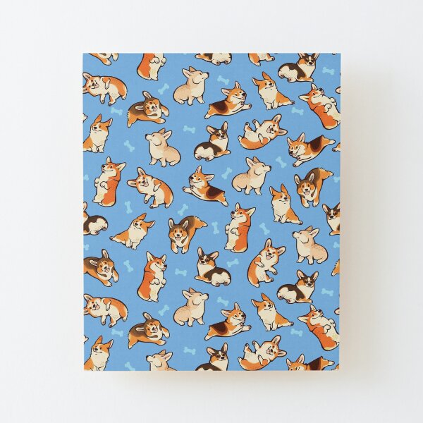 Jolly corgis in blue Wood Mounted Print