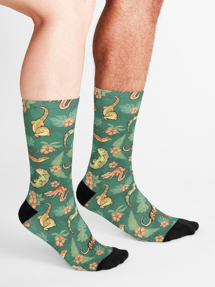 Alternate view of Gecko family in green Socks