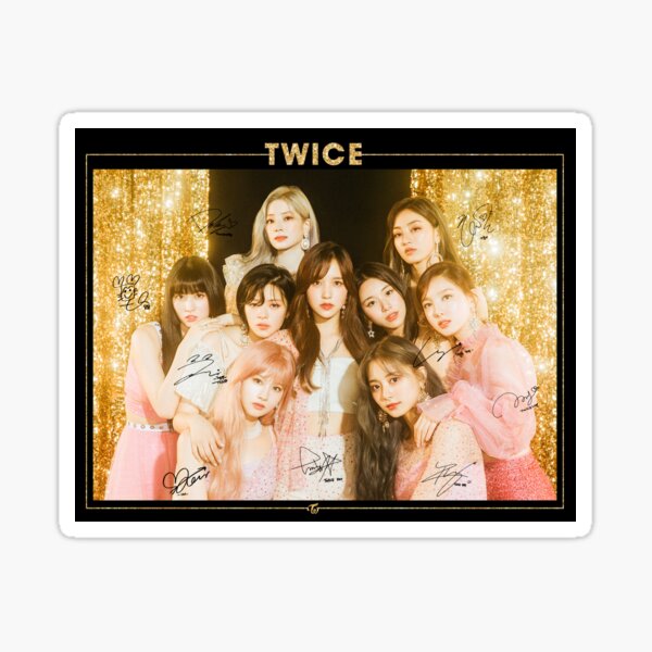 TWICE 트 와이스 - Siéntete especial: Grupo (con autógrafos impresos) | Diseño # 3 Pegatina