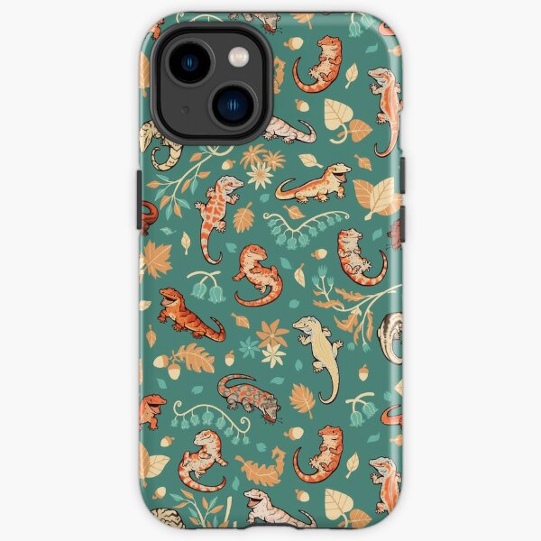 Autumn geckos in green iPhone Tough Case