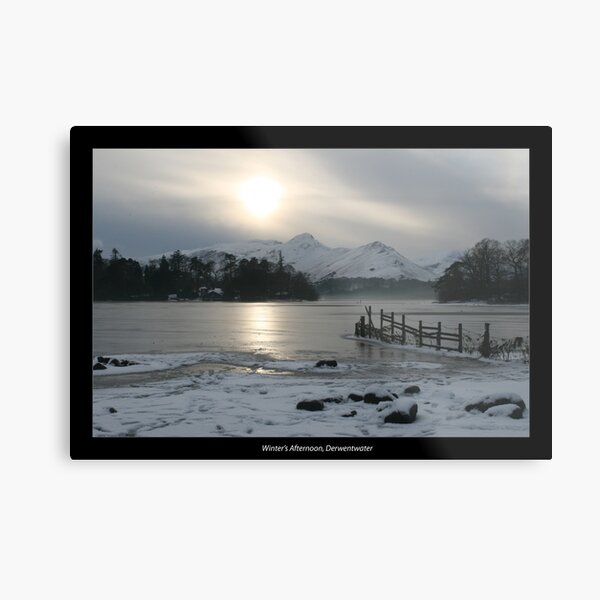 Winter's Afternoon, Derwentwater with border Metal Print
