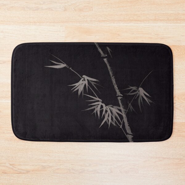 Item preview, Elegant bamboo stalk with leaves Japanese Zen art design on black art print designed and sold by AwenArtPrints.