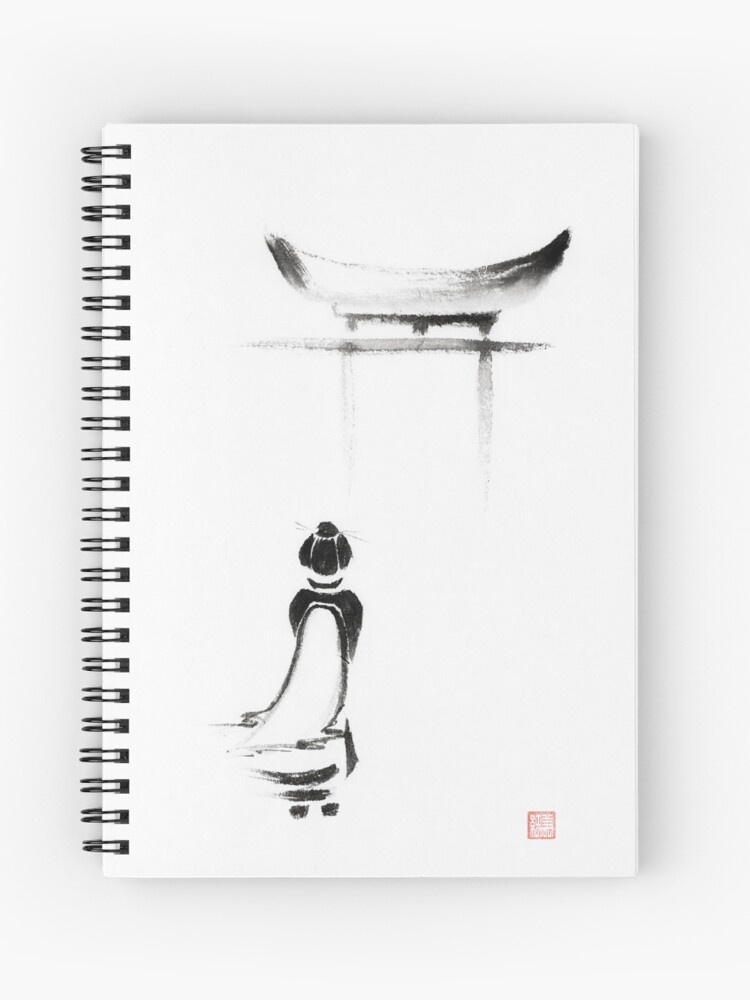 Cahier à spirale for Sale avec l'œuvre « Peinture sumi-e orientale