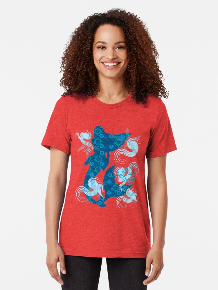 Alternate view of Mermaid Starfish Underwater Tri-blend T-Shirt