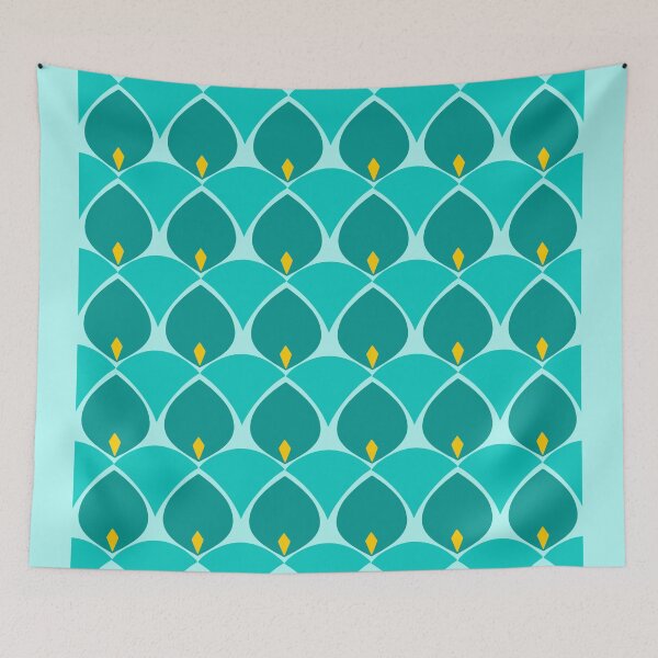 Item preview, Mid-Century Petal and Diamond Pattern in Turquoise designed and sold by Christine Crawford.