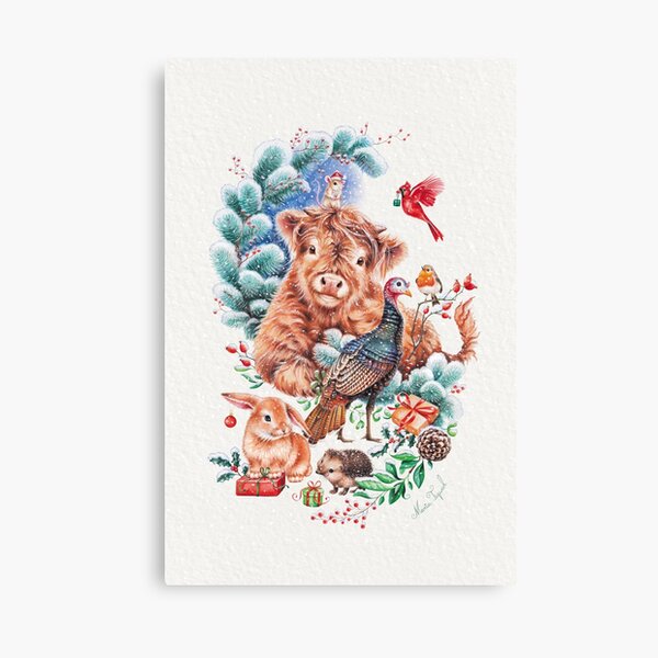 Christmas animals by Maria Canvas Print