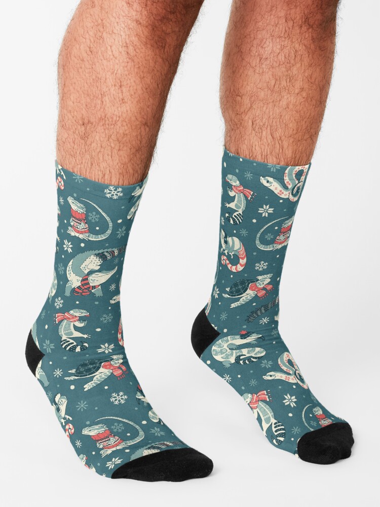 Alternate view of Winter herps in dark blue Socks