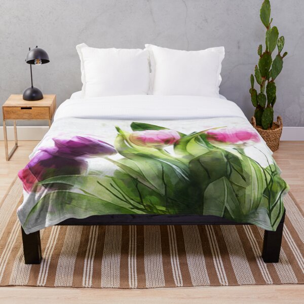 Item preview, Pink and Purple Flowers on green foliage designed and sold by RewetiArt.