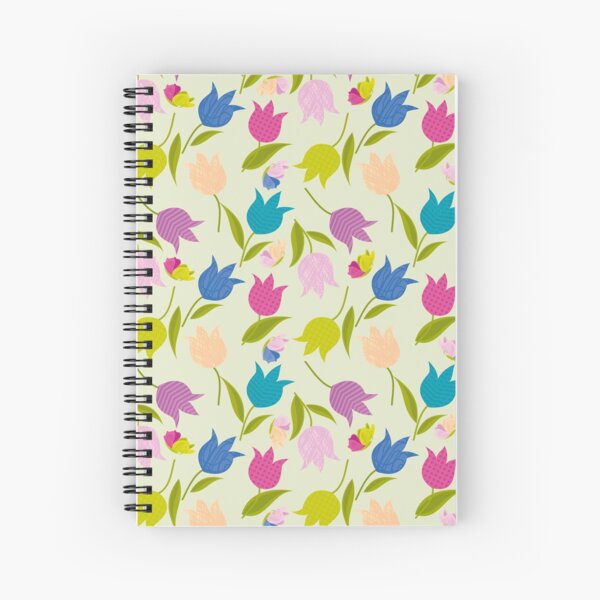 Decorative Tulips Pattern Spiral Notebook
