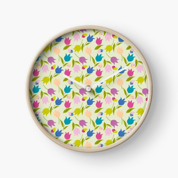 Decorative Tulips Pattern Clock