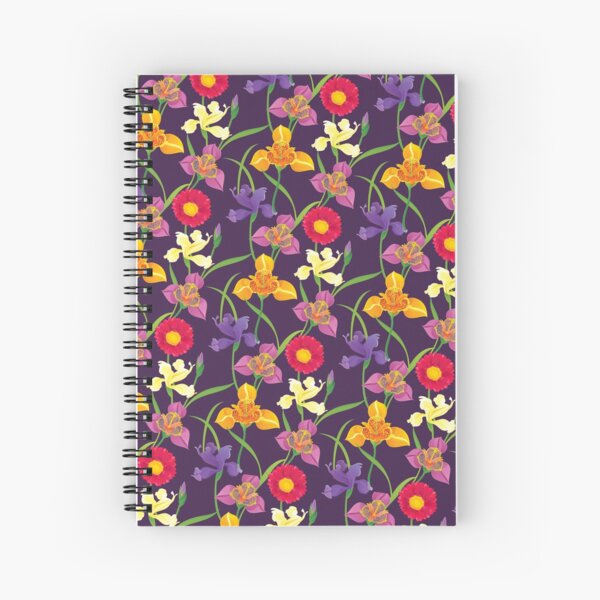 Tigridia, Iris, Daisy Pattern Spiral Notebook