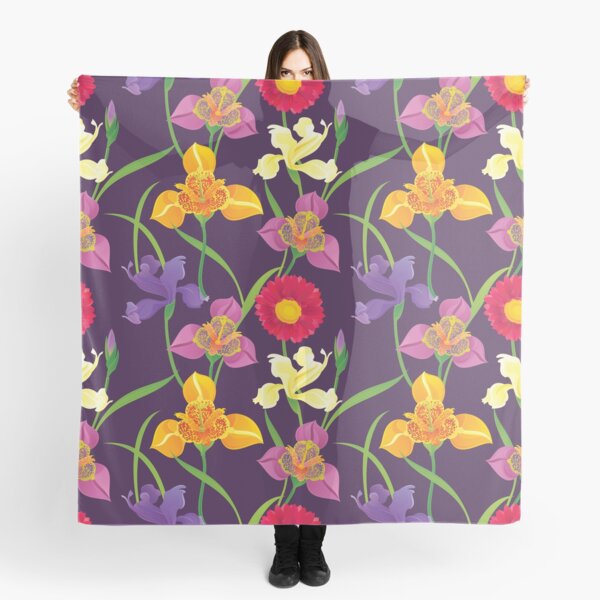 Tigridia, Iris, Daisy Pattern Scarf