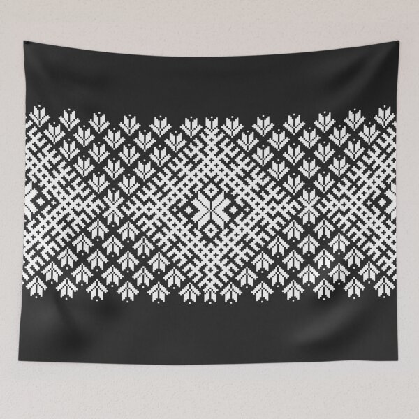 Item preview, White Latvian Lielvarde Belt motif designed and sold by Ilze Lucero.