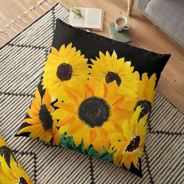 Ramo de girasol pintado Cojines de suelo