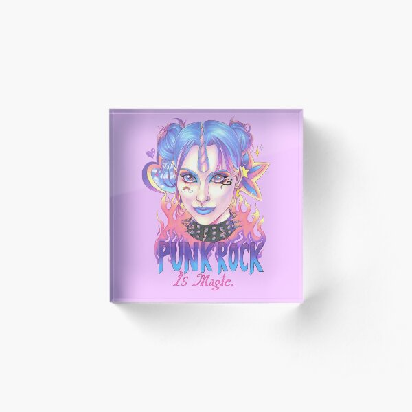 Punk Rock is Magic unicorn Acrylic Block