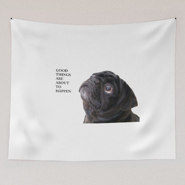 Item preview, Good things black pug designed and sold by Ilze Lucero.
