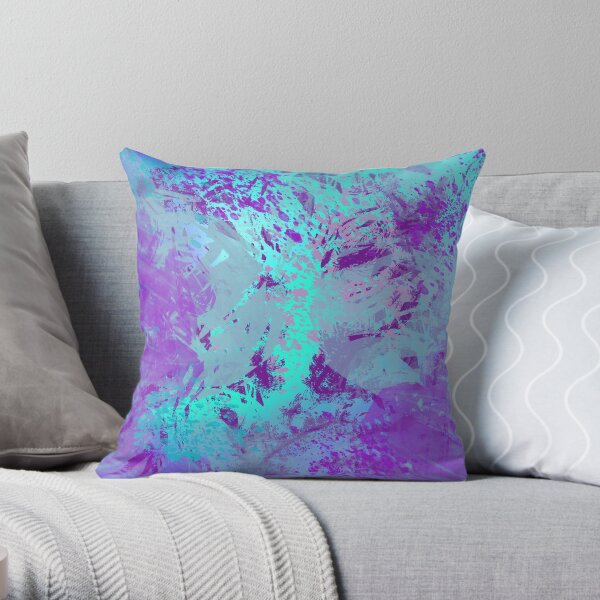Splattered Paints Light Blue Purples FashionWear Design Throw Pillow