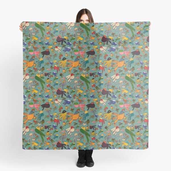 Multicolor Hummingbirds - Turquoise Scarf