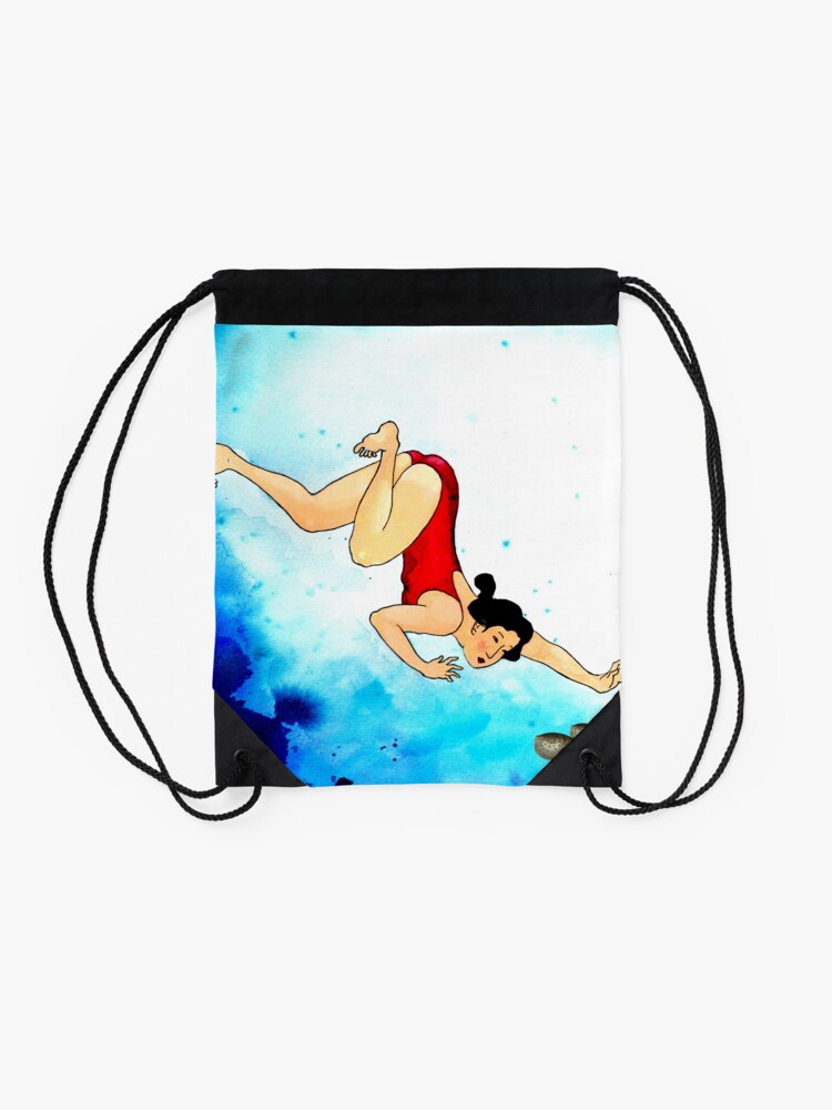 Alternate view of Mrs Hiroshige Diving At Julian Rocks Drawstring Bag
