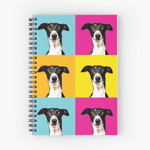 Item preview, Colorful pop art greyhound on orange yellow blue and pink designed and sold by houndpixnz.