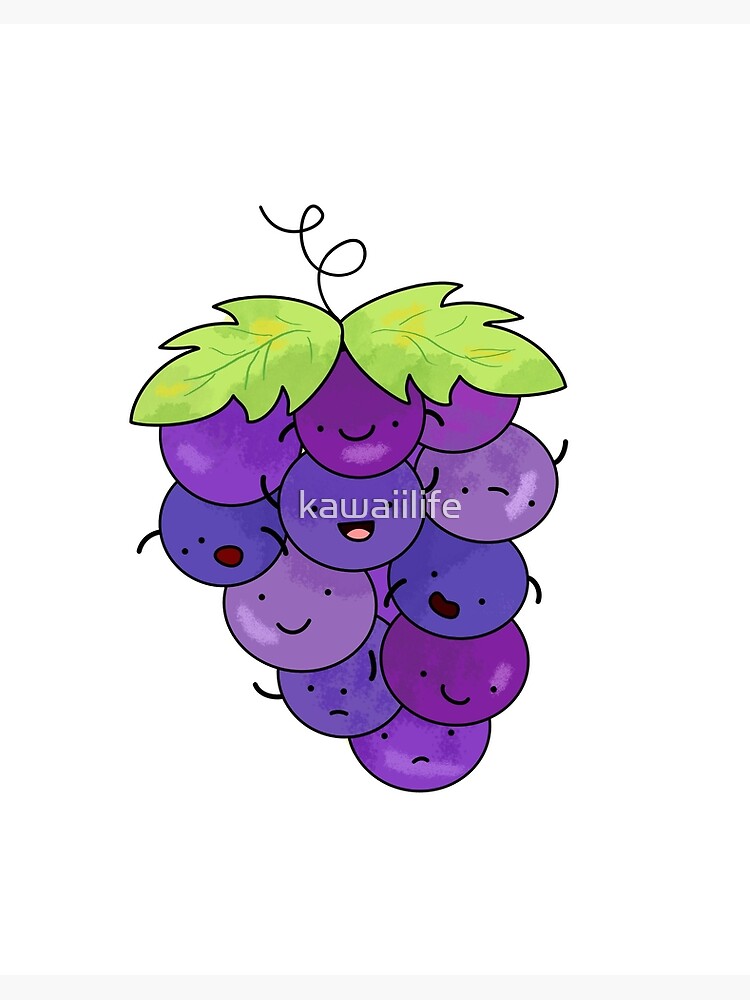 Red grape with leaves cartoon drawing art Vector Image