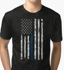 Blue Line (White) V2 Vertical Tri-blend T-Shirt