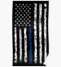 Blue Line (White) V2 Vertical Poster