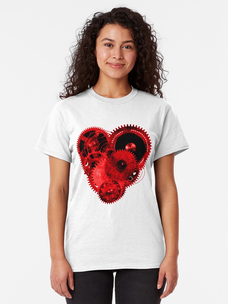 Alternate view of Steampunk Gears Red Heart Classic T-Shirt