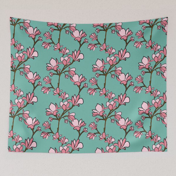 Item preview, Magnolias on Turquoise designed and sold by Samantha Jones.