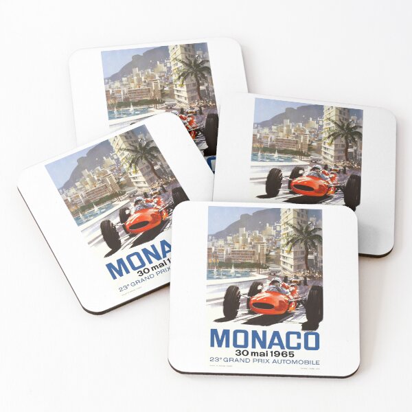 Affiche du Grand Prix de Monaco 1965 Dessous de verre (lot de 4)